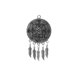 1 Pc Tibetan Silver FEATHER FLOWER CARVED 87mm x 47mm Charms Pendants, Lead & Nickel Free Metal Charms Pendants Beads