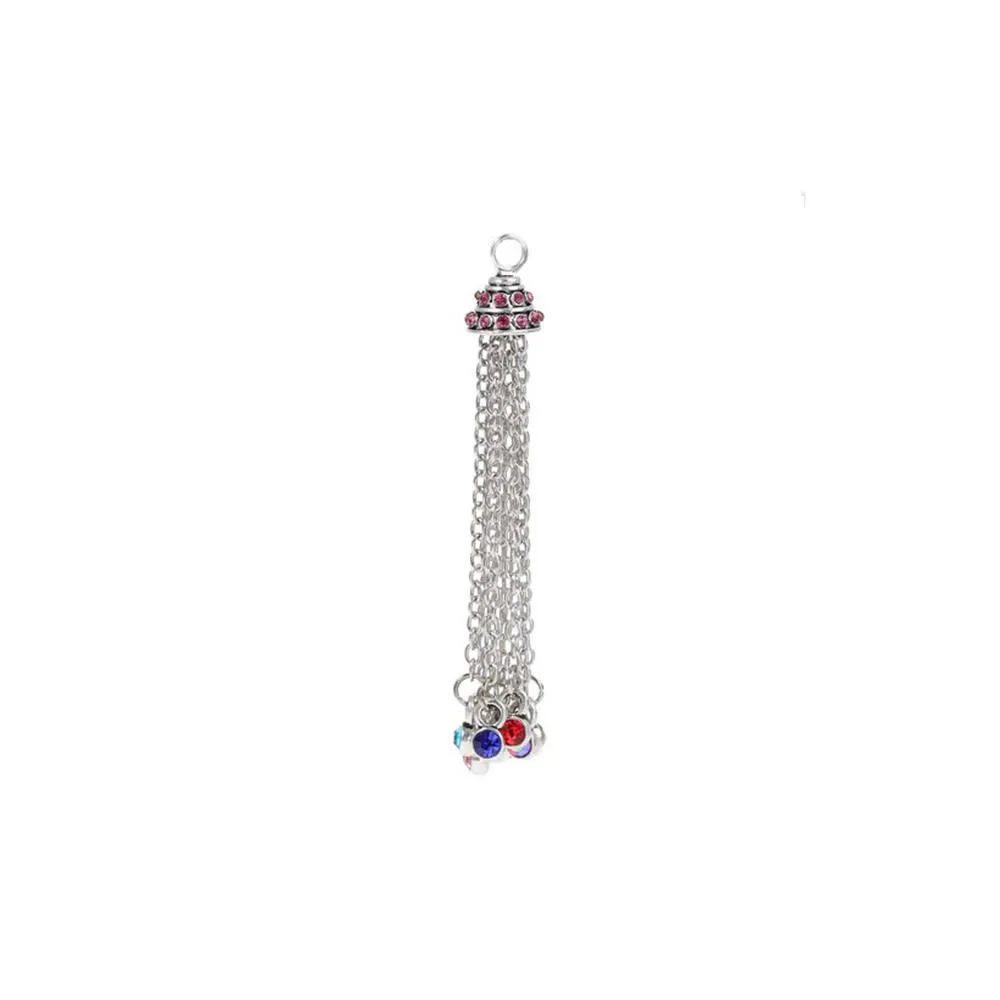 1 Pc Tibetan Silver MULTICOLOURED TASSEL 80mm x 11mm Charms Pendants, Lead & Nickel Free Metal Charms Pendants Beads