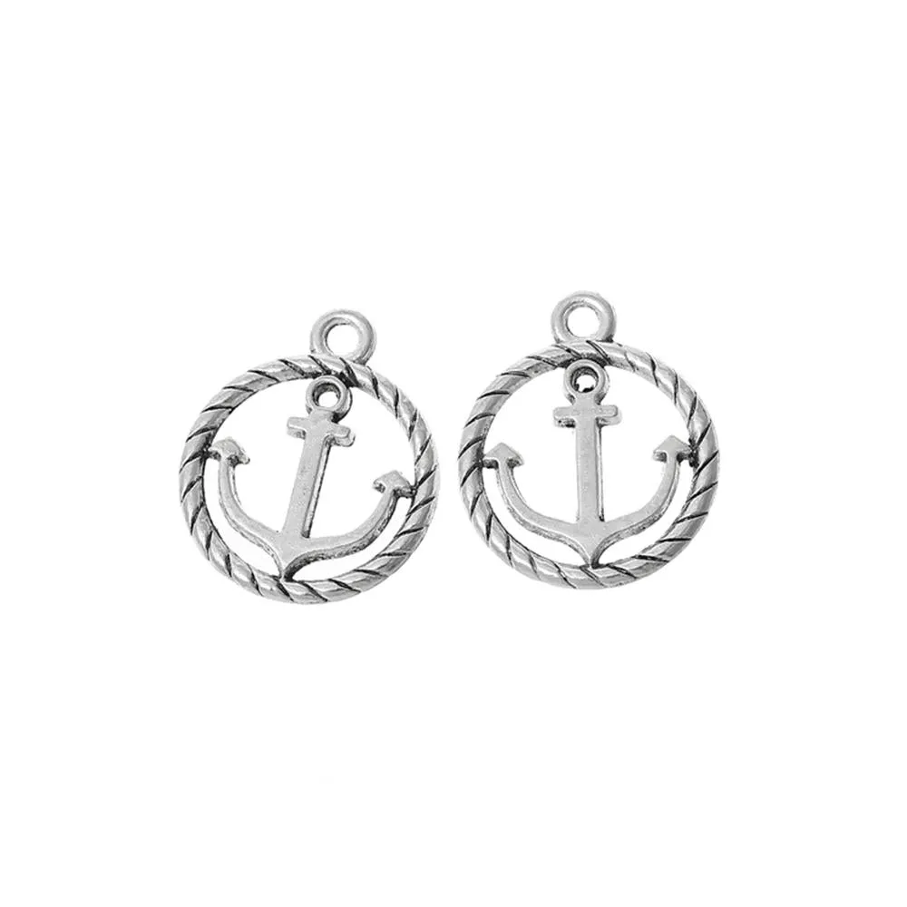 10 Pcs Tibetan Silver ANCHOR IN DISC 19mm x 16mm Charms Pendants, Lead & Nickel Free Metal Charms Pendants Beads