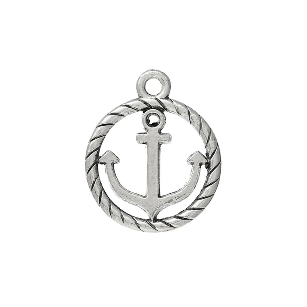 10 Pcs Tibetan Silver ANCHOR IN DISC 19mm x 16mm Charms Pendants, Lead & Nickel Free Metal Charms Pendants Beads