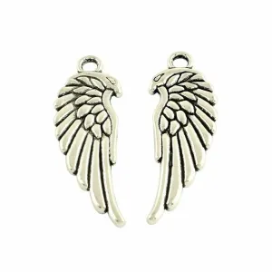 10 Pcs Tibetan Silver Angel Wing 35mm x 11mm Charms Pendants