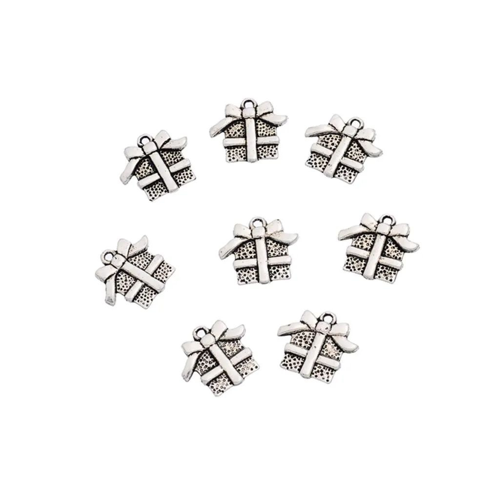 10 Pcs Tibetan Silver CHRISTMAS PRESENT GIFT BOX 15mm x 16mm Charms Pendants, Lead & Nickel Free Metal Charms Pendants Beads