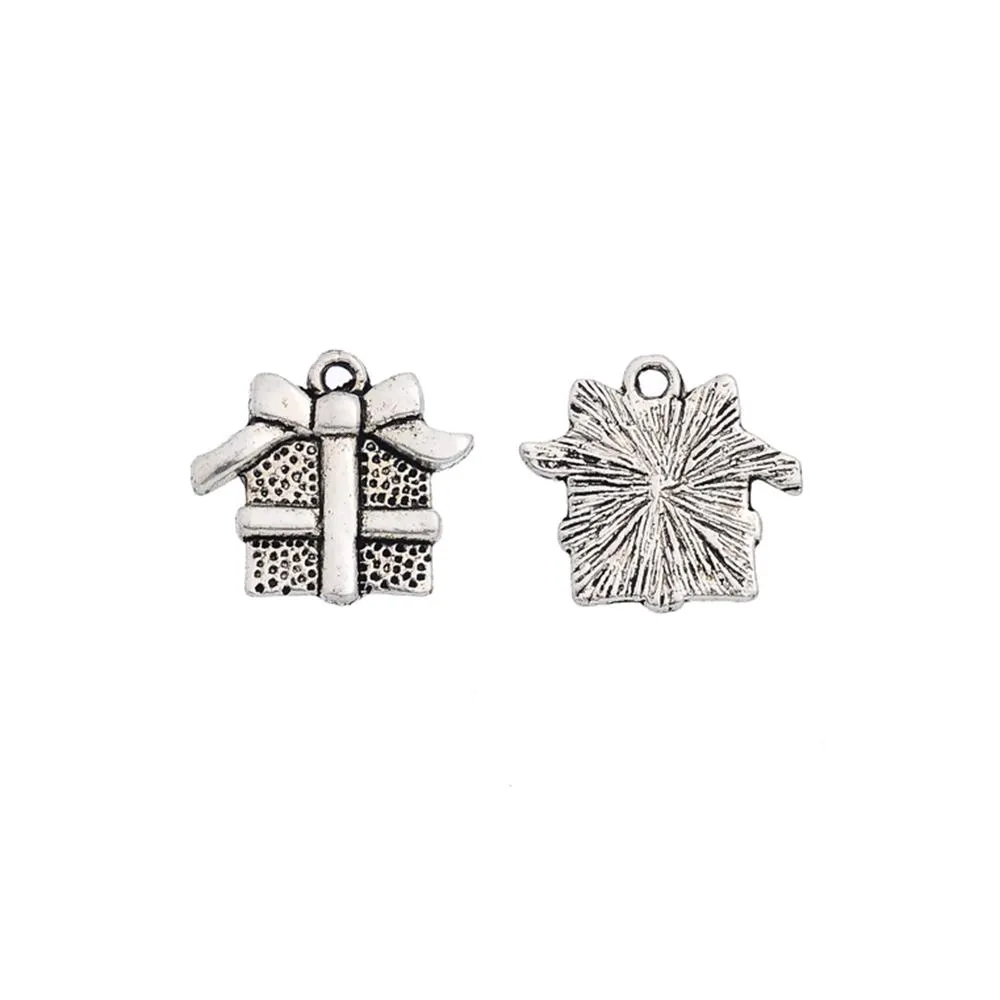 10 Pcs Tibetan Silver CHRISTMAS PRESENT GIFT BOX 15mm x 16mm Charms Pendants, Lead & Nickel Free Metal Charms Pendants Beads