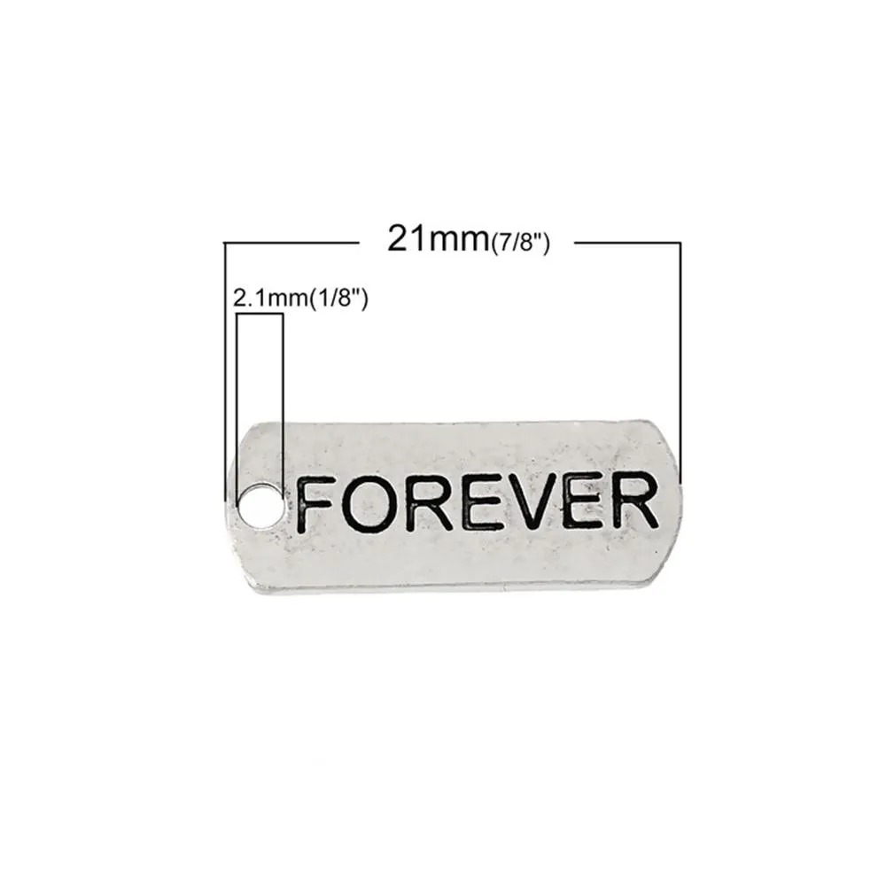 10 Pcs Tibetan Silver FOREVER 21mm x 8mm Charms Pendants, Lead & Nickel Free Metal Charms Pendants Beads