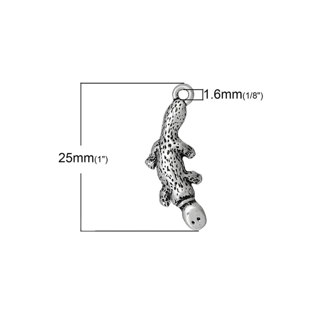 10 Pcs Tibetan Silver PLATYPUS 25mm x 10mm Charms Pendants, Lead & Nickel Free Metal Charms Pendants Beads