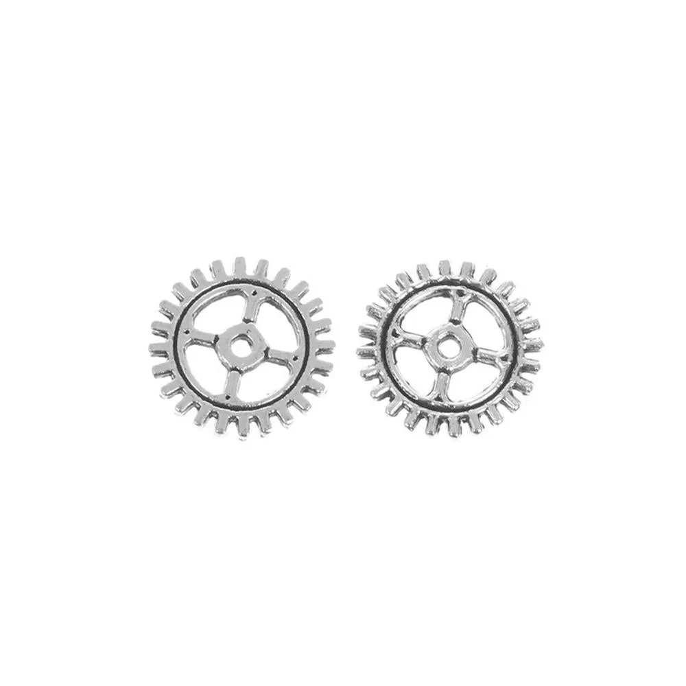 10 Pcs Tibetan Silver STEAMPUNK GEAR 10mm DIA. Charms Pendants, Lead & Nickel Free Metal Charms Pendants Beads