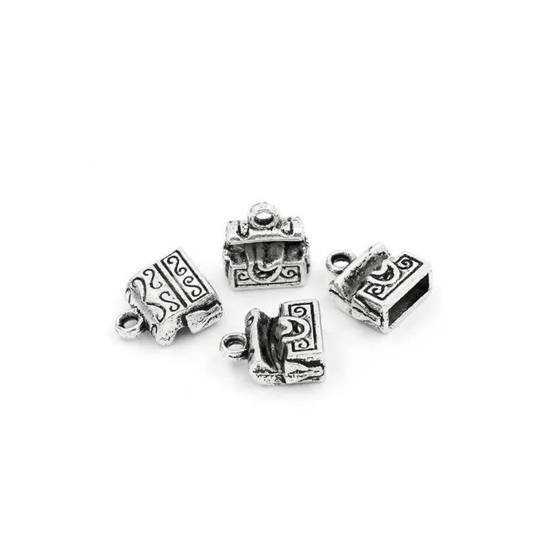 10 Pcs Tibetan Silver TREASURE CHEST 3D 11.5mm x 10mm Charms Pendants, Lead & Nickel Free Metal Charms Pendants Beads