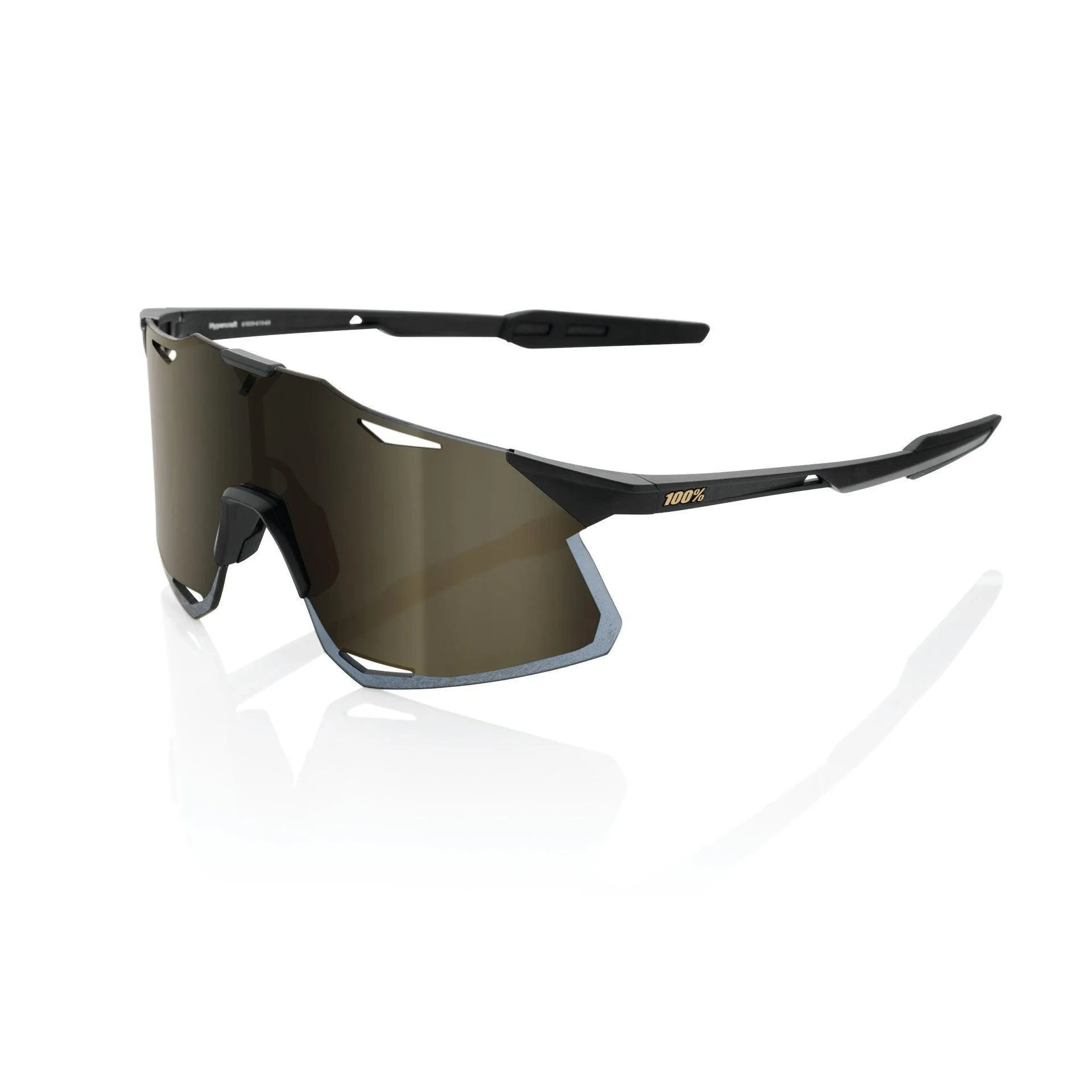 100% Hypercraft Cycling Sunglasses - Matte Black - Soft Gold Mirror Lens