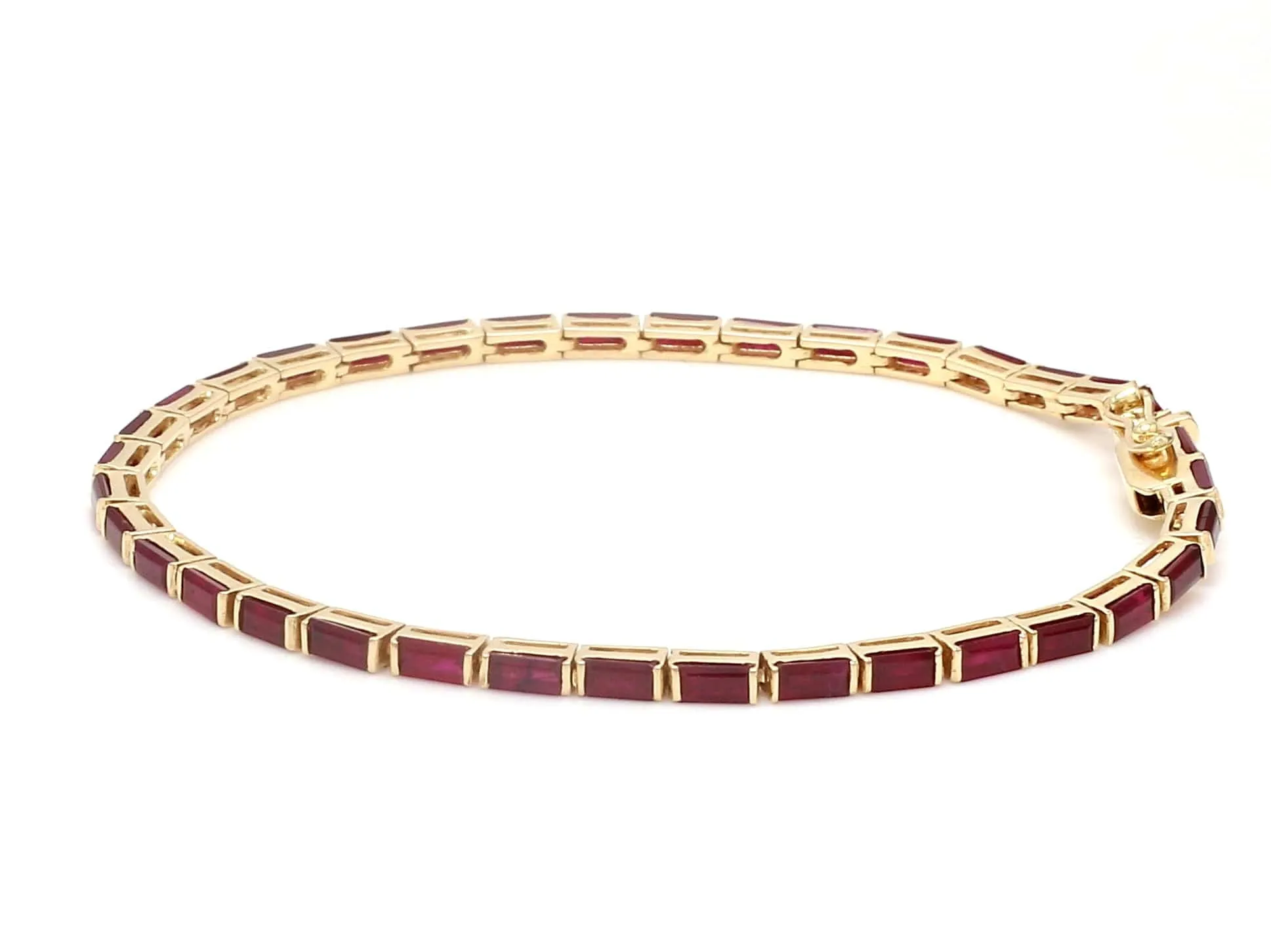 14K & 18K Gold Ruby Baguette Tennis Anklet, East West