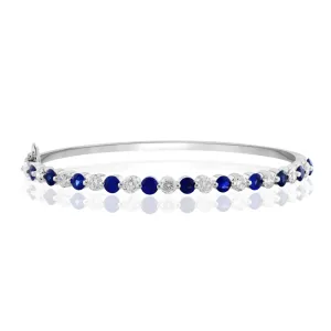 14K Gold Sapphire and Diamond Bangle Bracelet