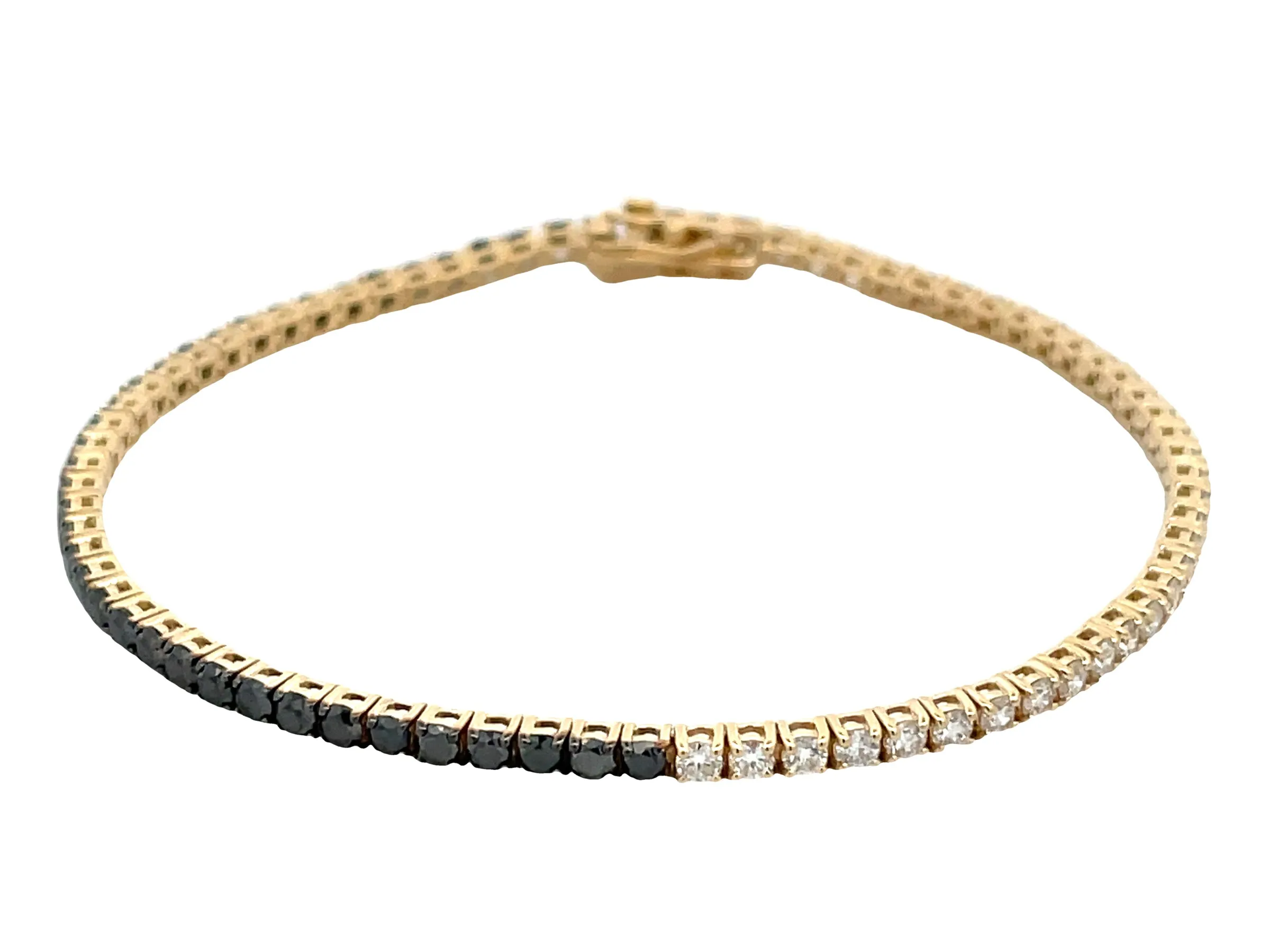 14k yellow gold 1/2 black diamonds 1/2 white diamond bracelet