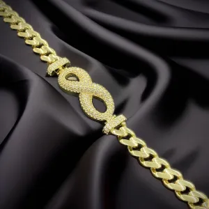 14K Yellow Solid Gold Diamond CZ Monaco Bracelet For Women's Gifts Infinity Jewelry 7.25"