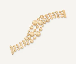 18K Yellow Gold Three Strand Mixed Bead Bracelet