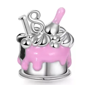 18th Birthday Cake Charm - 925 Sterling Silver