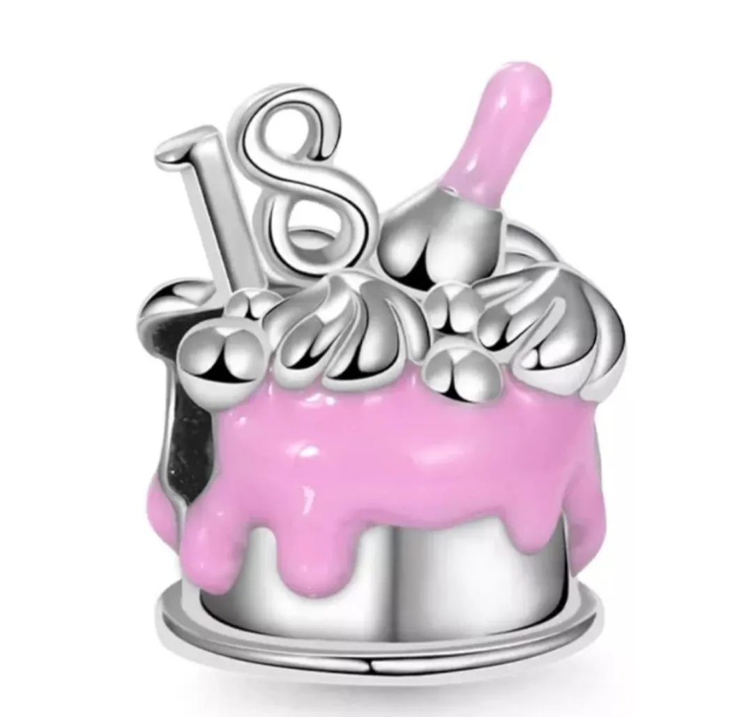 18th Birthday Cake Charm - 925 Sterling Silver