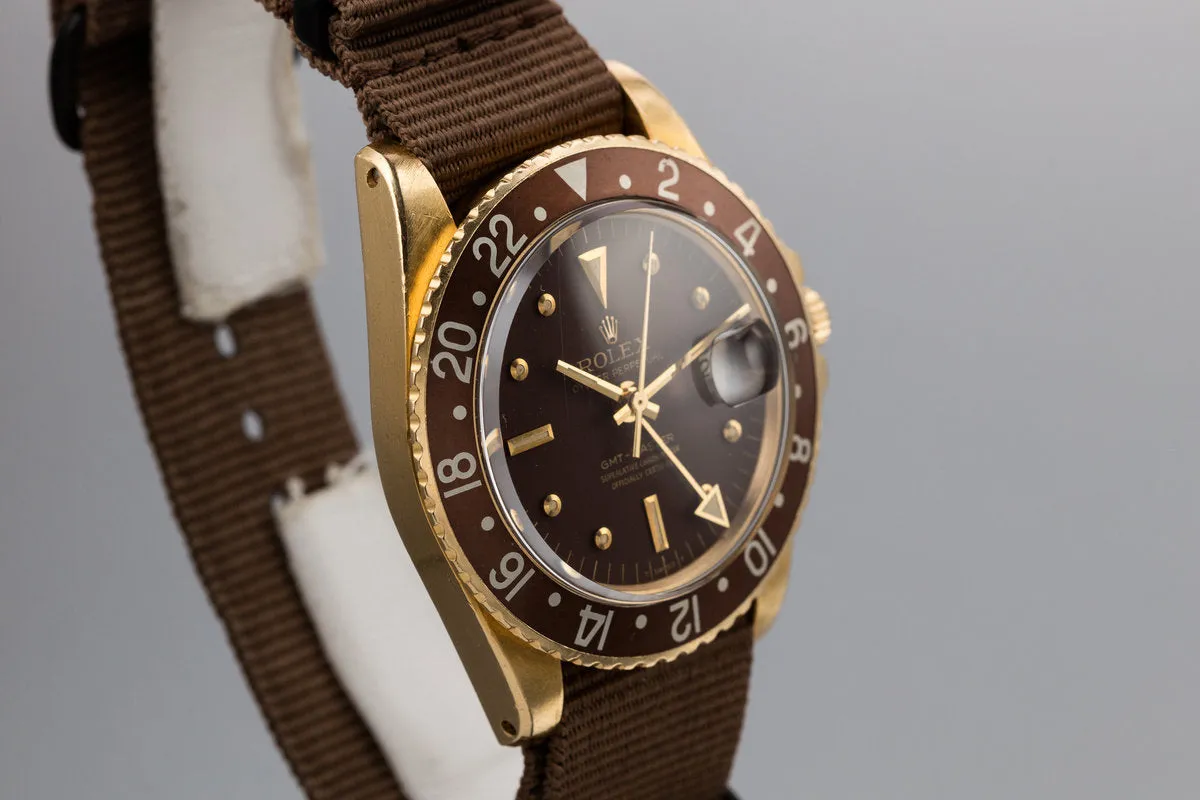 1967 18K YG Rolex GMT-Master 1675 with Brown Nipple Dial and Concorde Hands