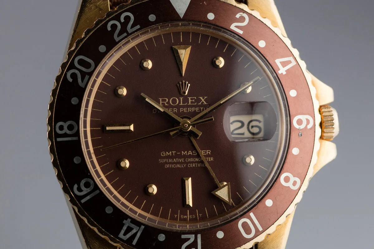 1967 18K YG Rolex GMT-Master 1675 with Brown Nipple Dial and Concorde Hands