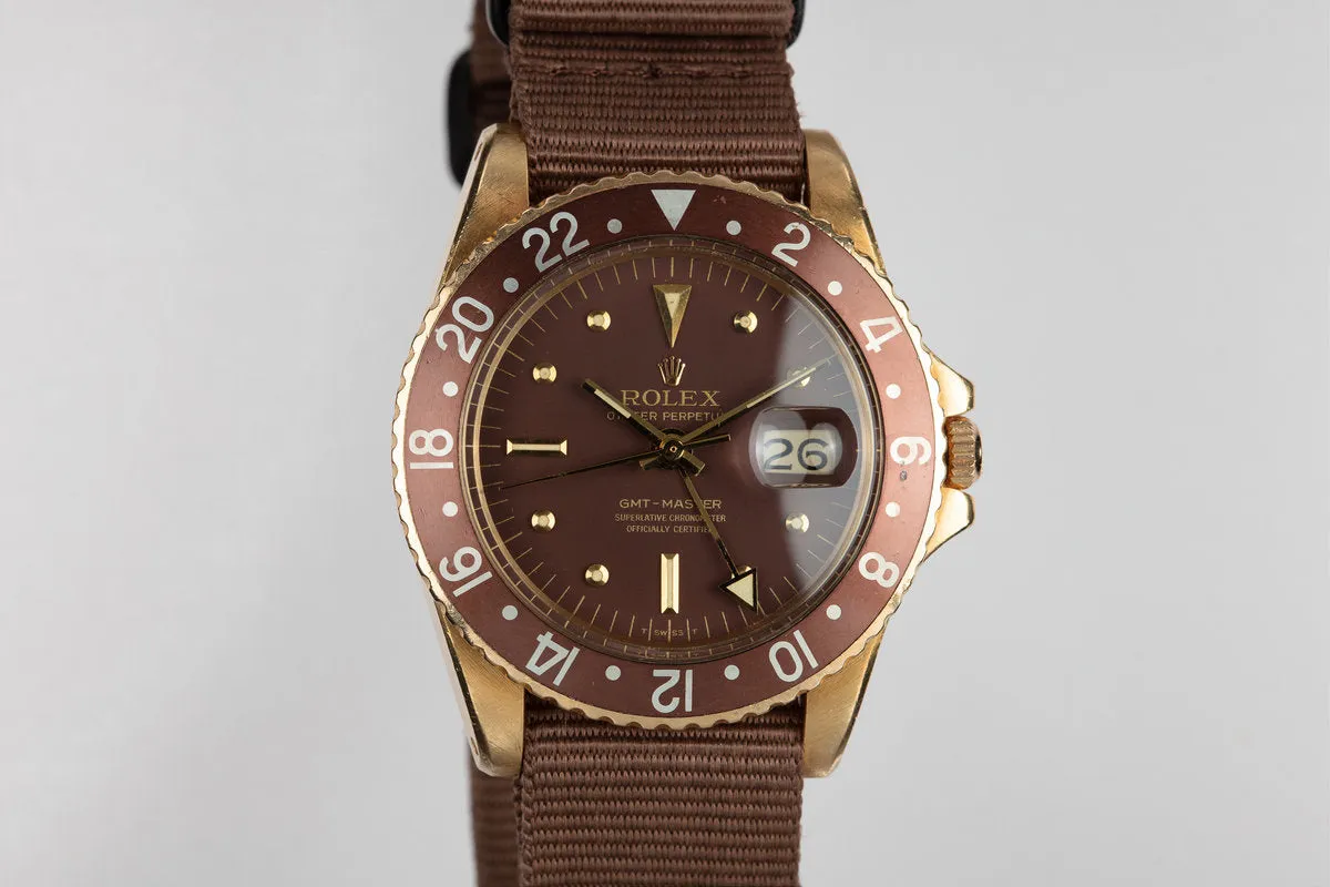 1967 18K YG Rolex GMT-Master 1675 with Brown Nipple Dial and Concorde Hands