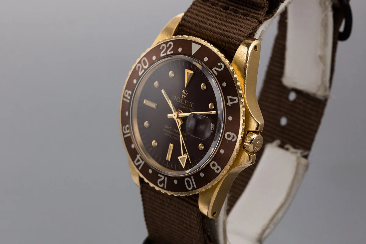 1967 18K YG Rolex GMT-Master 1675 with Brown Nipple Dial and Concorde Hands