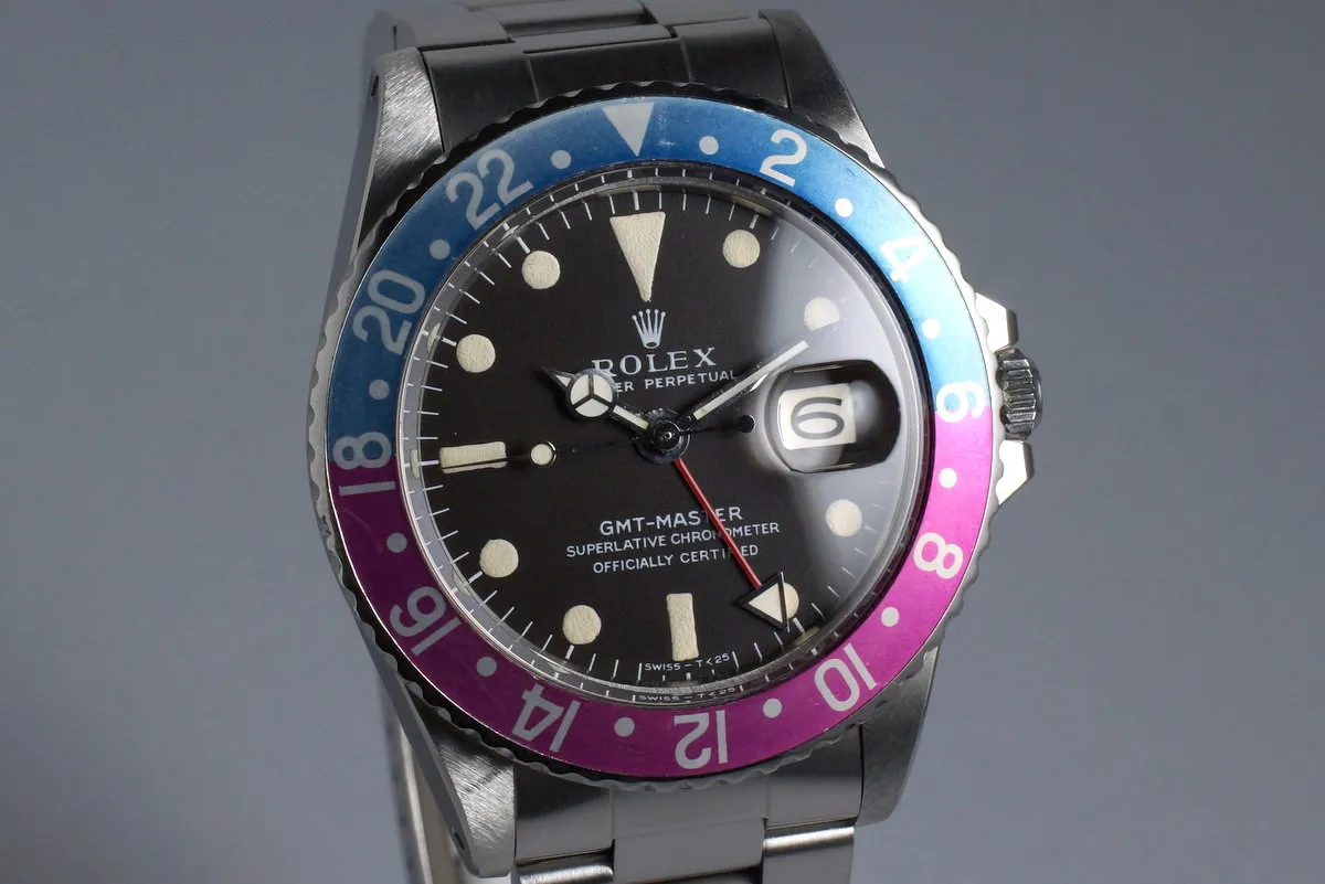 1968 Rolex GMT 1675 Brown Mark I Dial with Fuchsia Insert