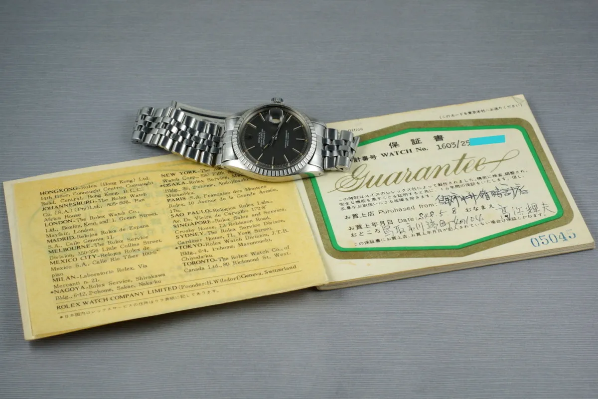 1970 Rolex DateJust 1603 Gray Dial with Papers