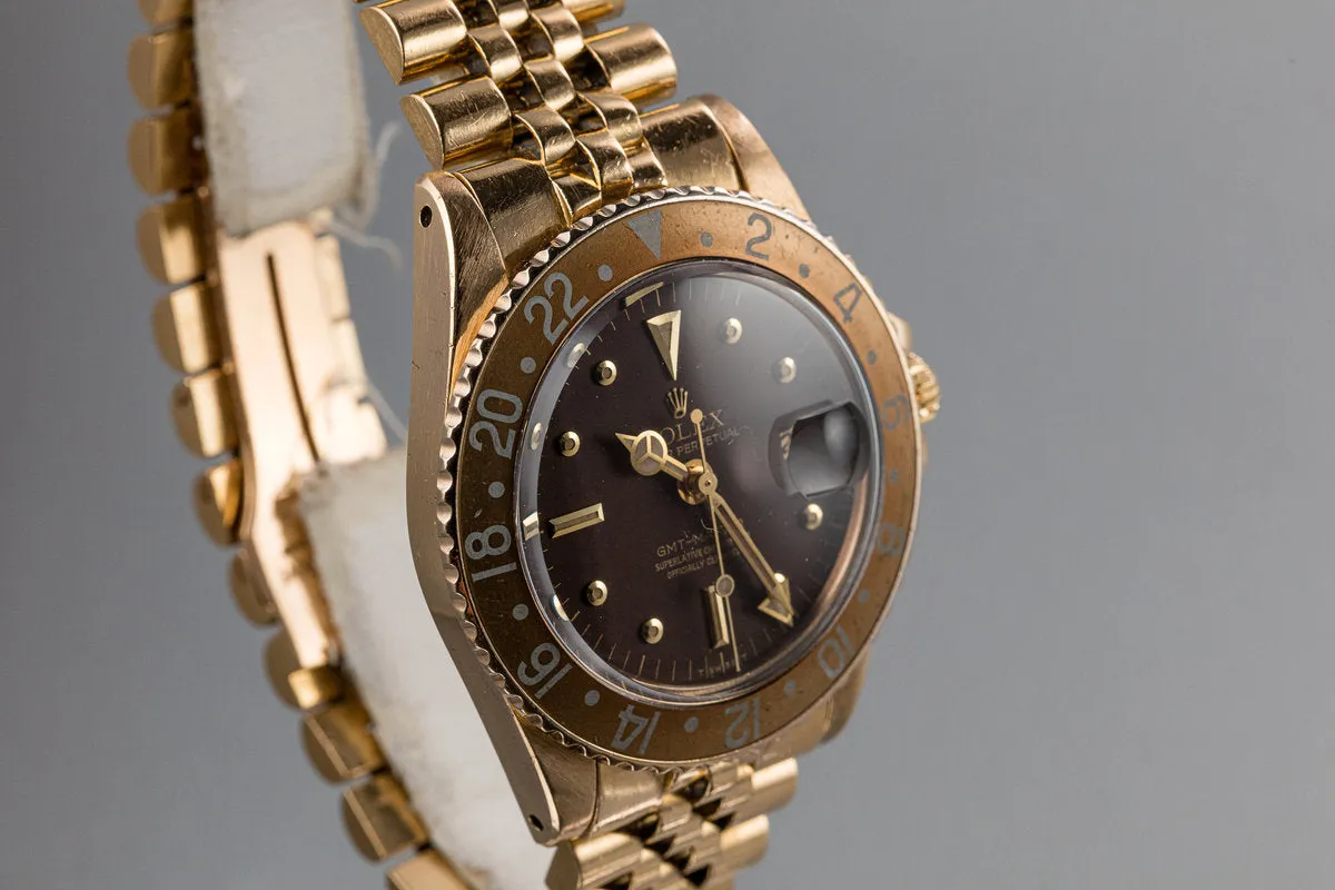 1975 Rolex 18K YG GMT-Master 1675 Brown Nipple Dial