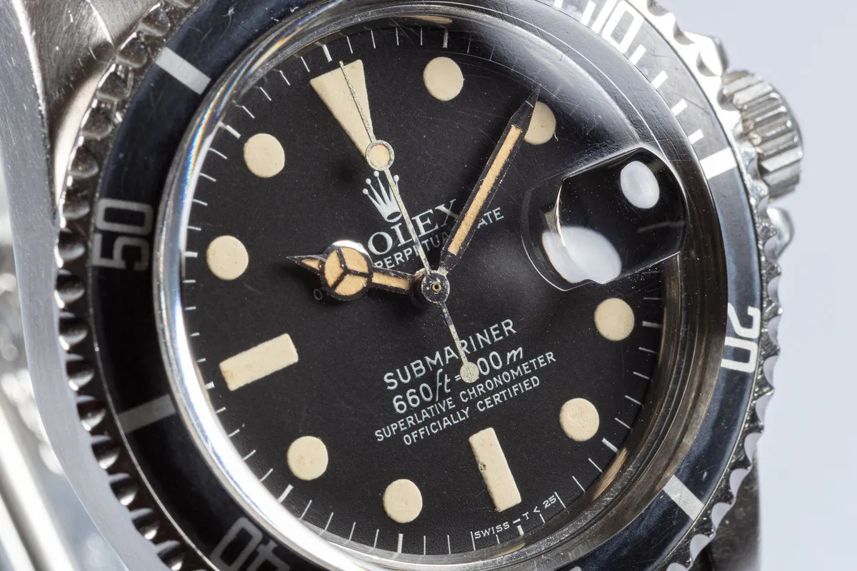 1978 Vintage Rolex Submariner 1680 with Creamy Tritium Lume and Service Papers