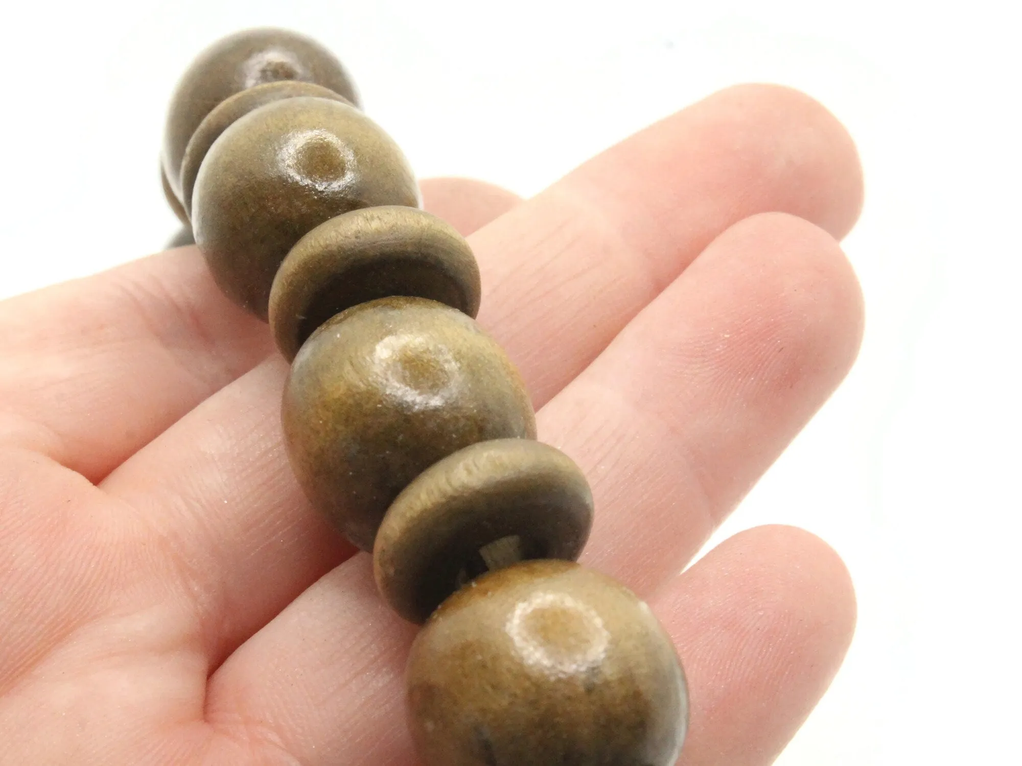 20 Brown Wooden Mixed Size Round and Disc Wood Beads