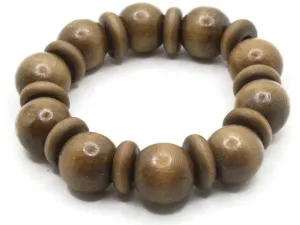 20 Brown Wooden Mixed Size Round and Disc Wood Beads