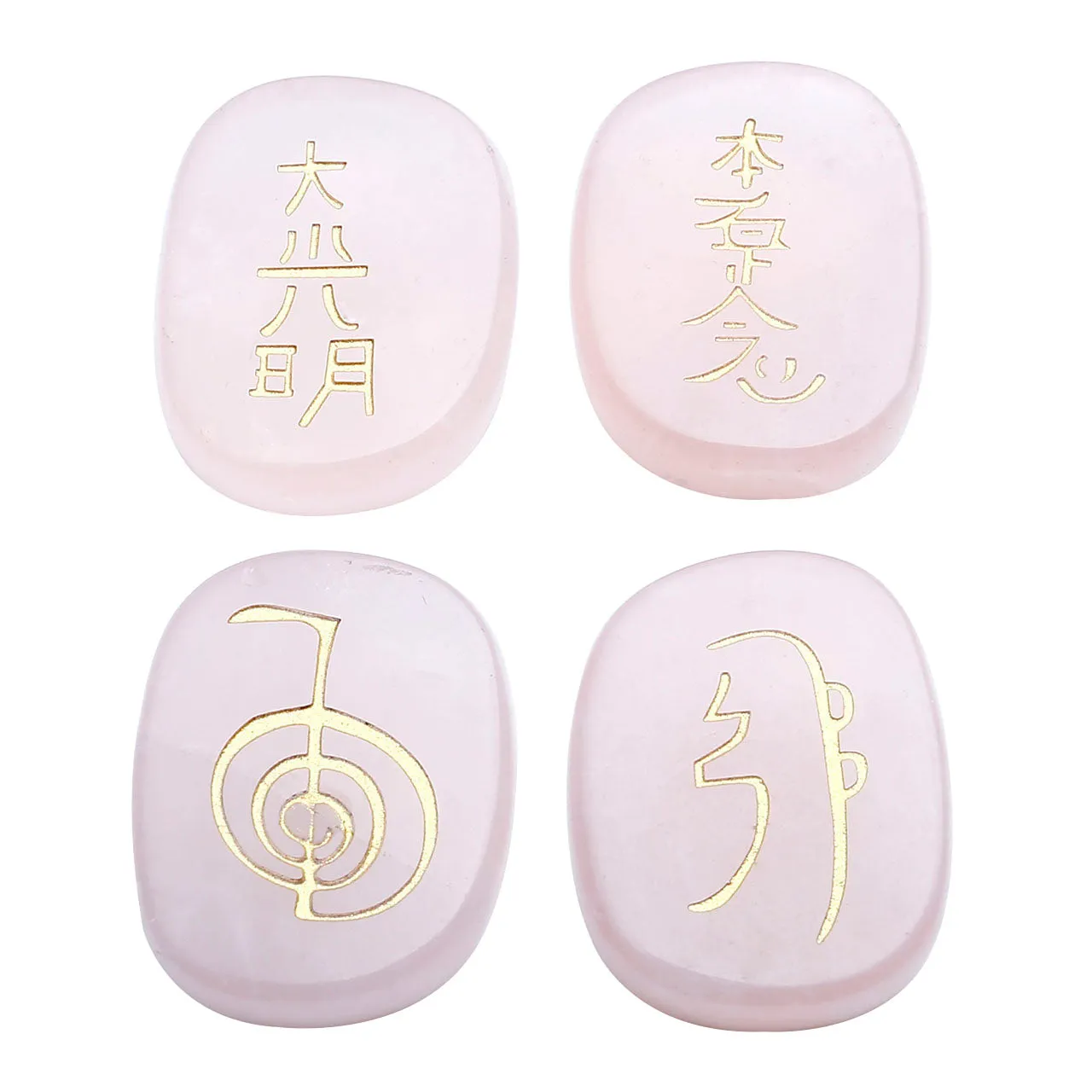 4PCS Rose Quartz Healing Crystals with Usui Reiki Symbols | Jovivi