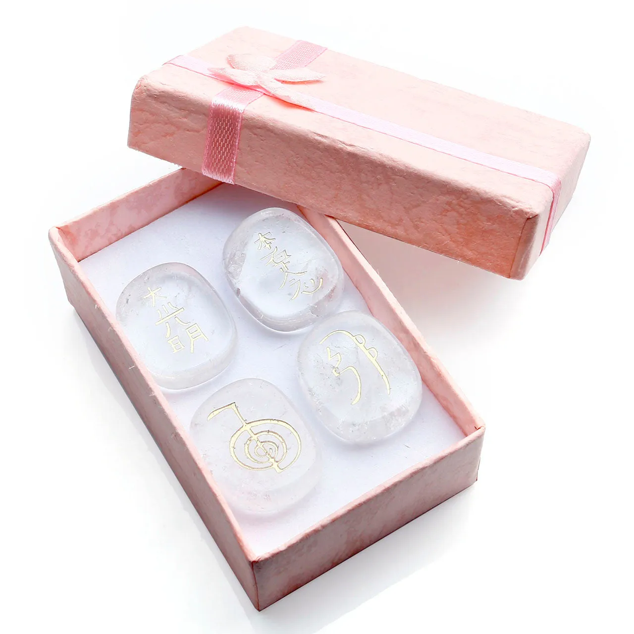 4PCS Rose Quartz Healing Crystals with Usui Reiki Symbols | Jovivi