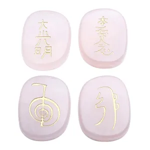 4PCS Rose Quartz Healing Crystals with Usui Reiki Symbols | Jovivi