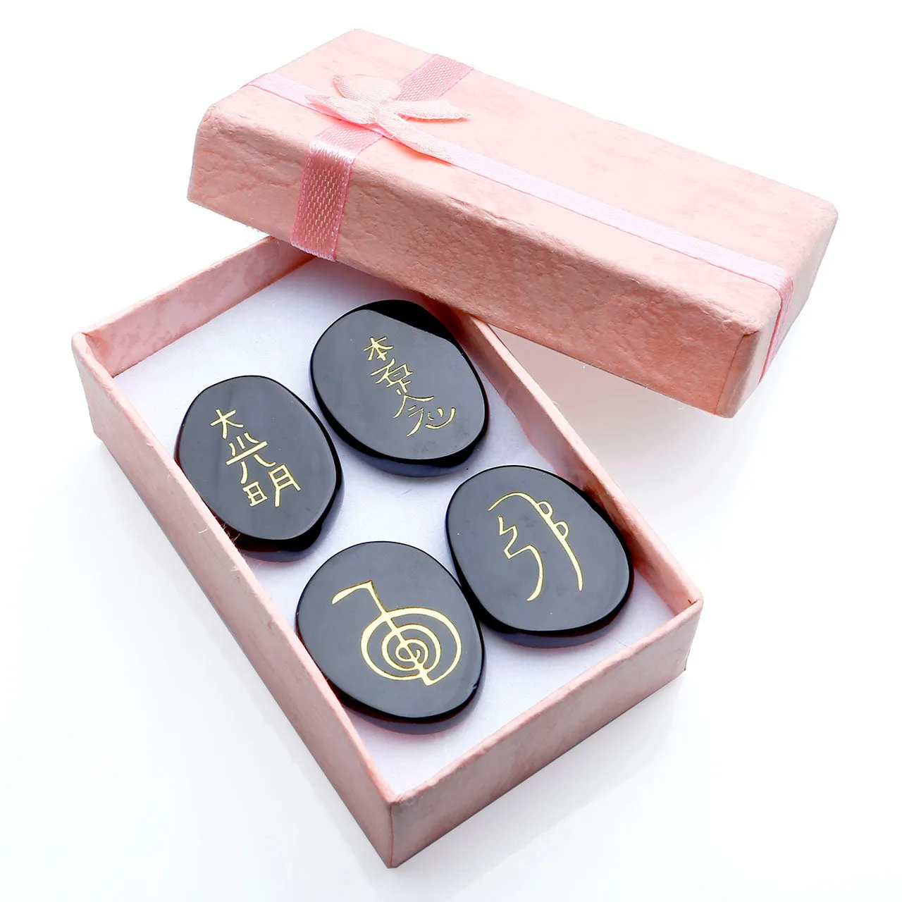 4PCS Rose Quartz Healing Crystals with Usui Reiki Symbols | Jovivi