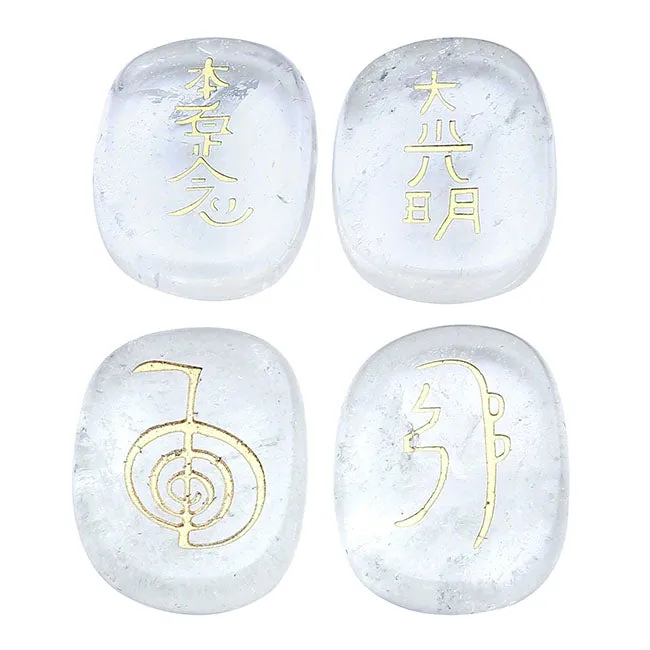 4PCS Rose Quartz Healing Crystals with Usui Reiki Symbols | Jovivi