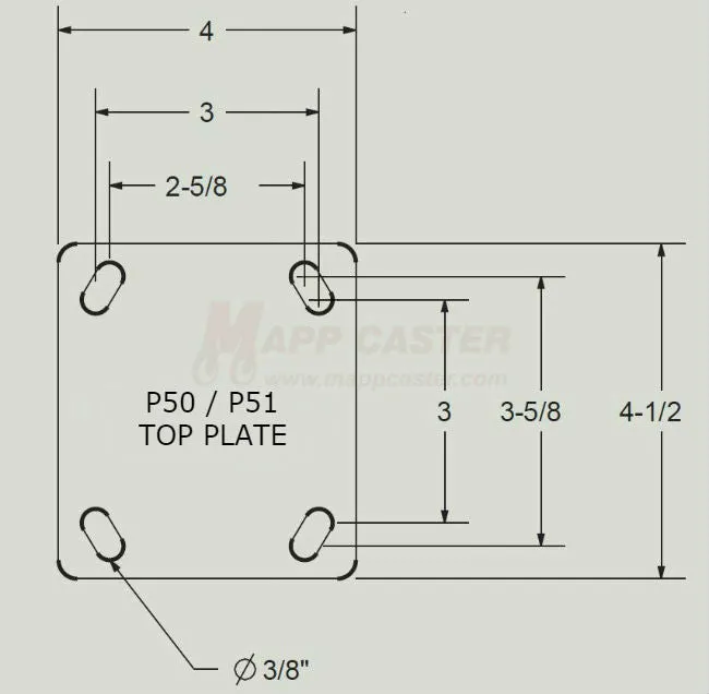 4" x 2" Polyurethane on Aluminum Wheel KP Rigid Caster - 750 Lbs Capacity