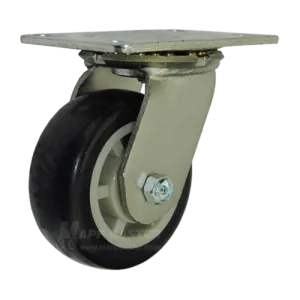 5" x 2" Patriot Polyurethane on Polyolefin Wheel Swivel Caster with 6-1/4" x 4-1/2" Top Plate - 800 Lbs Capacity