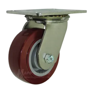 5" x 2" Polyurethane on Polyolefin Wheel Swivel Caster with 6-1/4" x 4-1/2" Top Plate - 750 Lbs Capacity