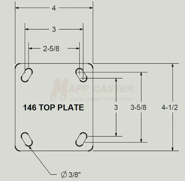 8" x 2" Polyurethane Wheel Rigid Caster - 1,000 Lbs Capacity