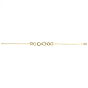 9ct Yellow Gold Ladies Triple Infinity Bracelet NK092B