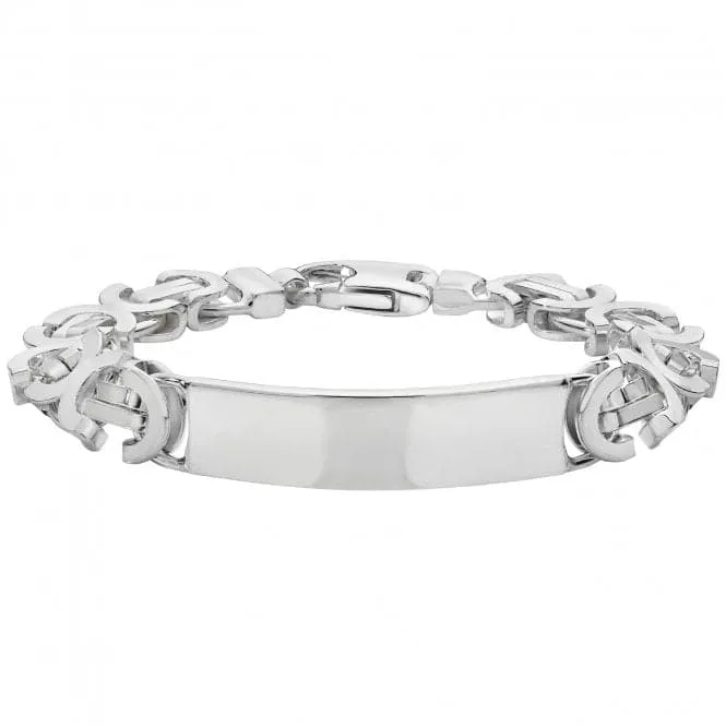 Acotis Silver Id Bracelet Men's Flat Byzantine G2123