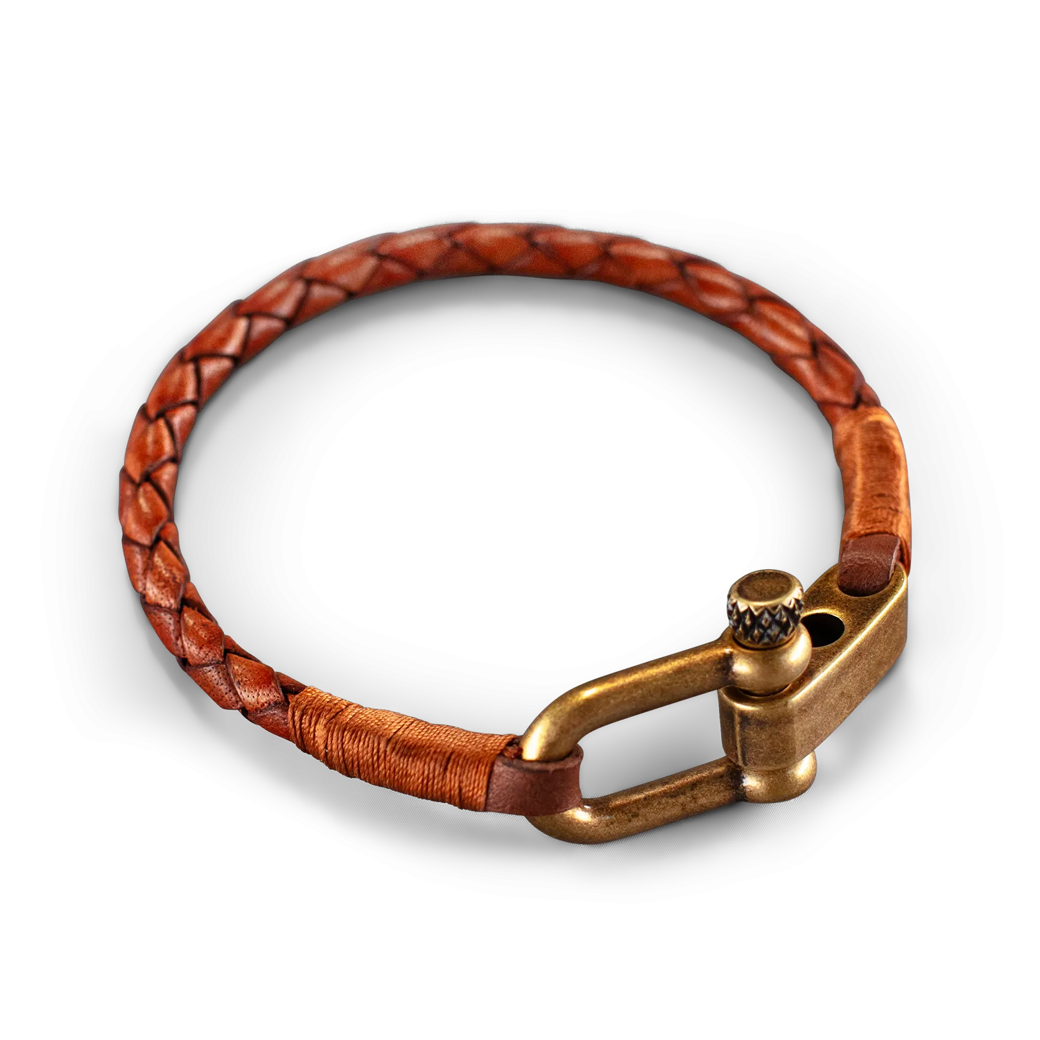 &SONS Leather Twist Braid Bracelet Brown