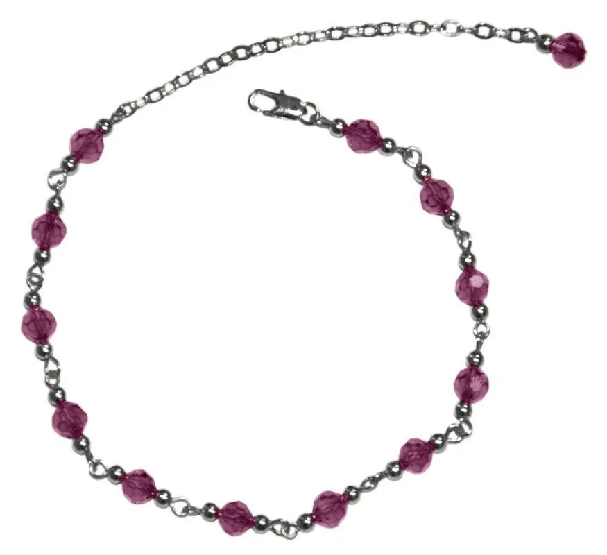 Anklet Silver - Beaded