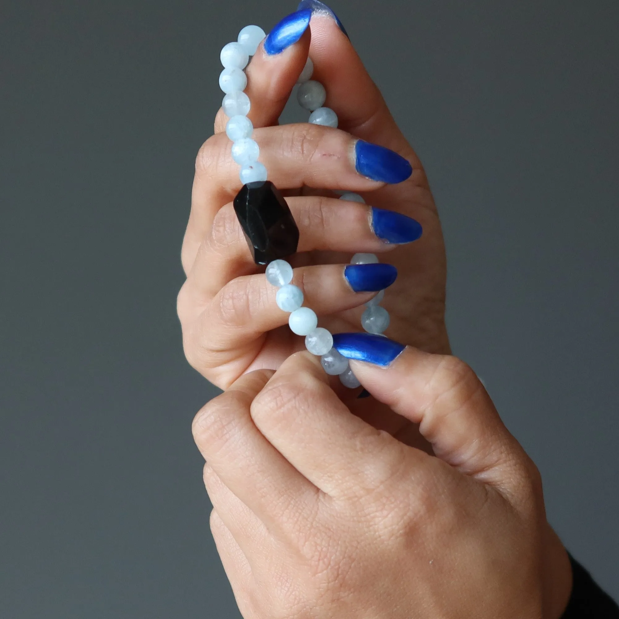 Aquamarine Bracelet Black Tourmaline