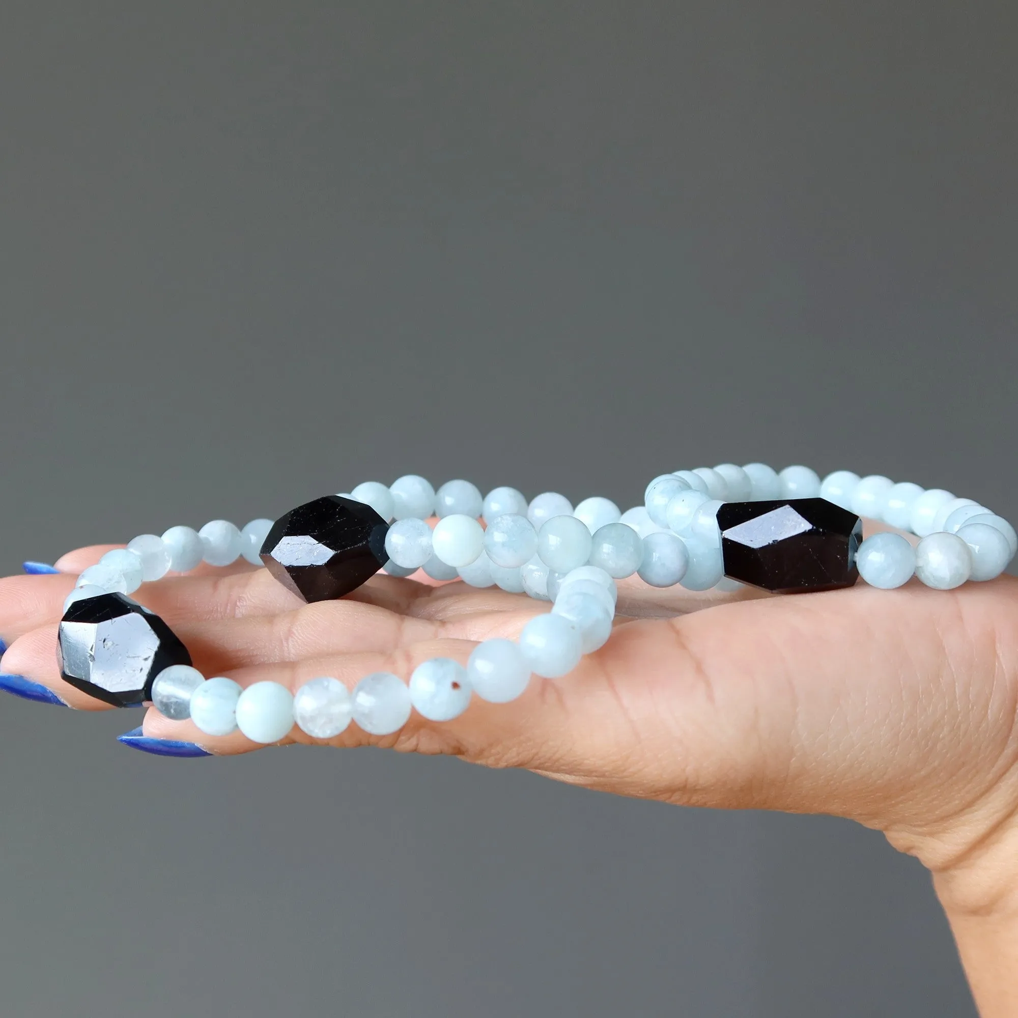 Aquamarine Bracelet Black Tourmaline