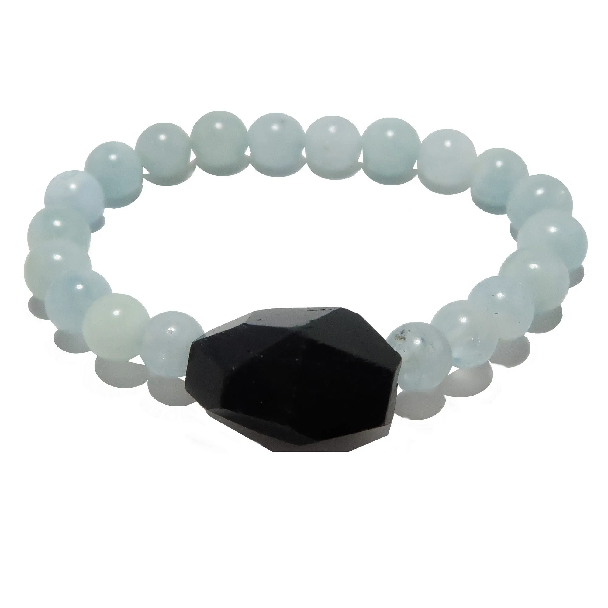 Aquamarine Bracelet Black Tourmaline