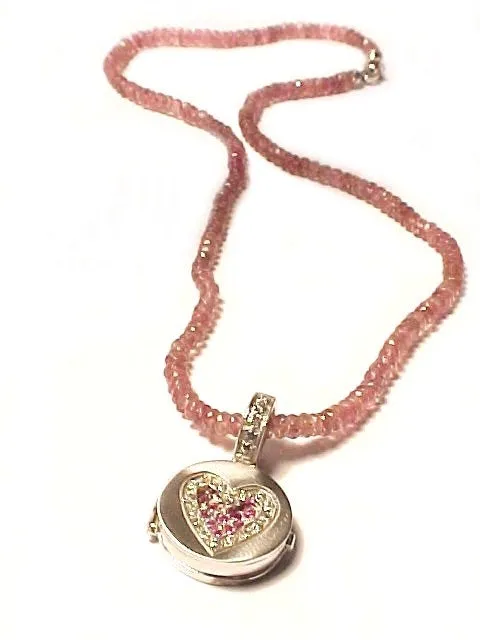 Award-Winning Pink Sapphire and Diamond Love Locket Charm Small