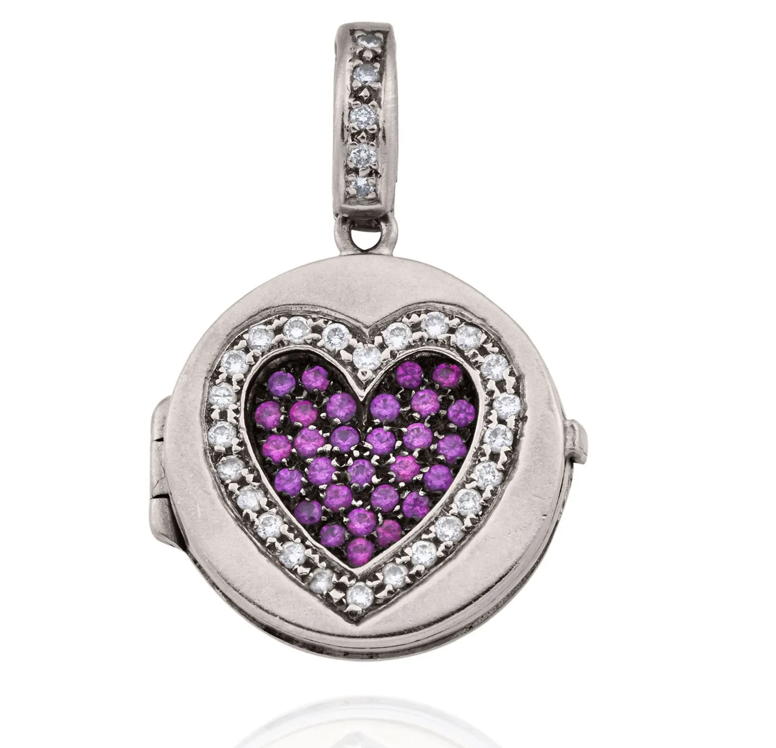 Award-Winning Pink Sapphire and Diamond Love Locket Charm Small