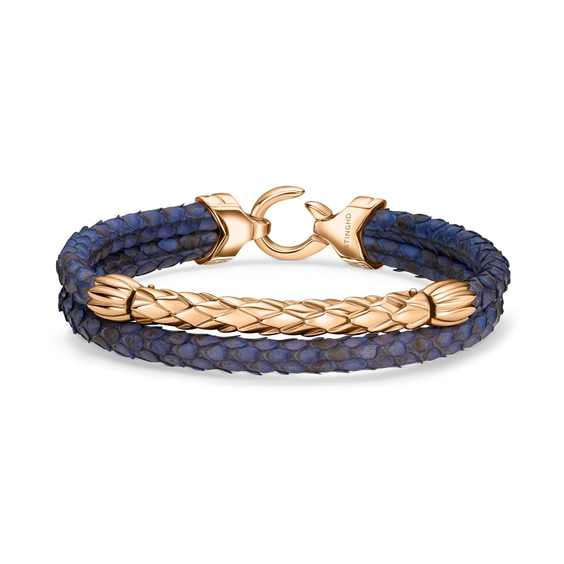 B472P Navy Python Rose Gold Bar