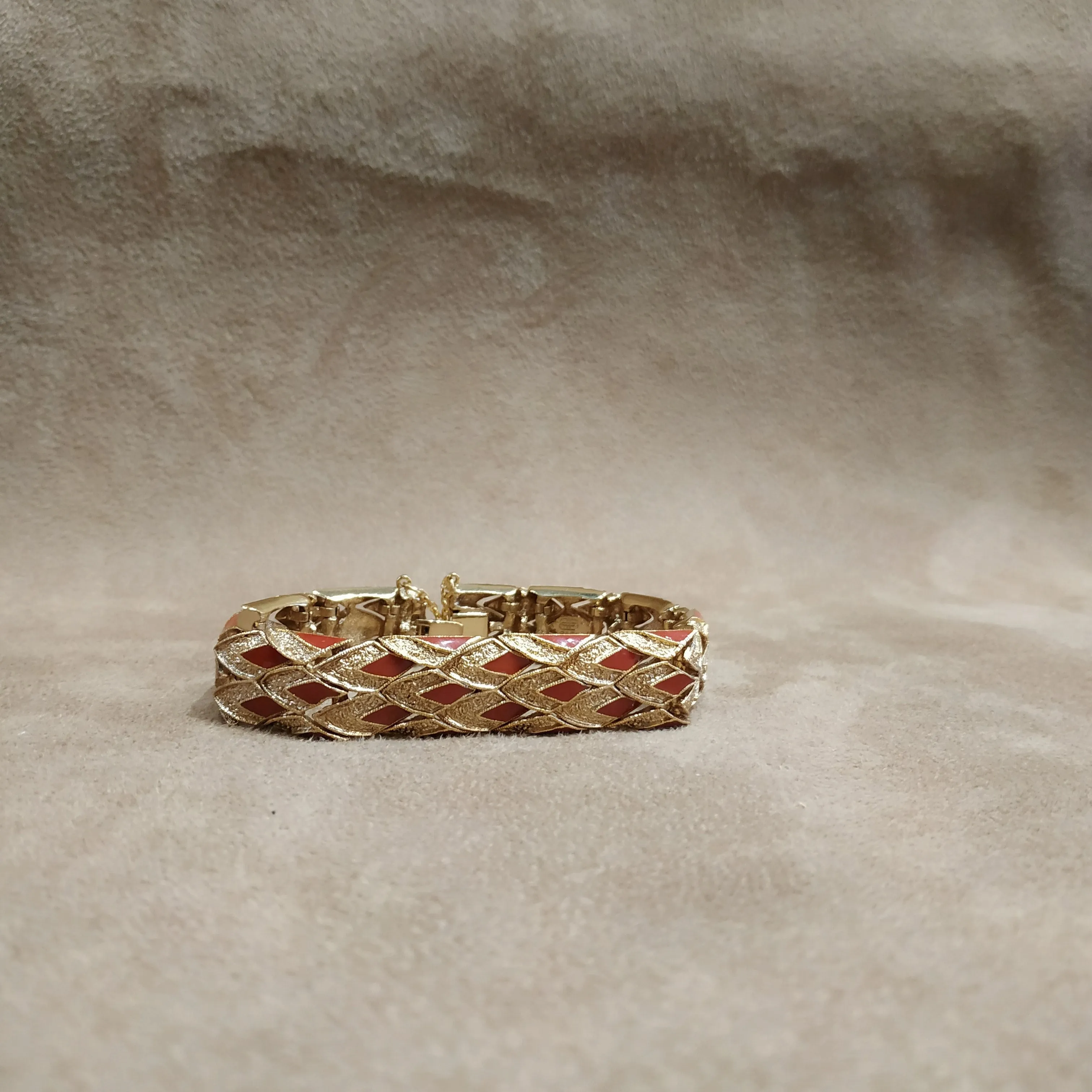 Balenciaga Brown Gold chequered vintage bracelet