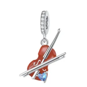 Beautiful Violin Charm - 925 Sterling Silver